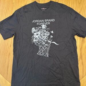Jordan Black Graphic Tee with Floral Design